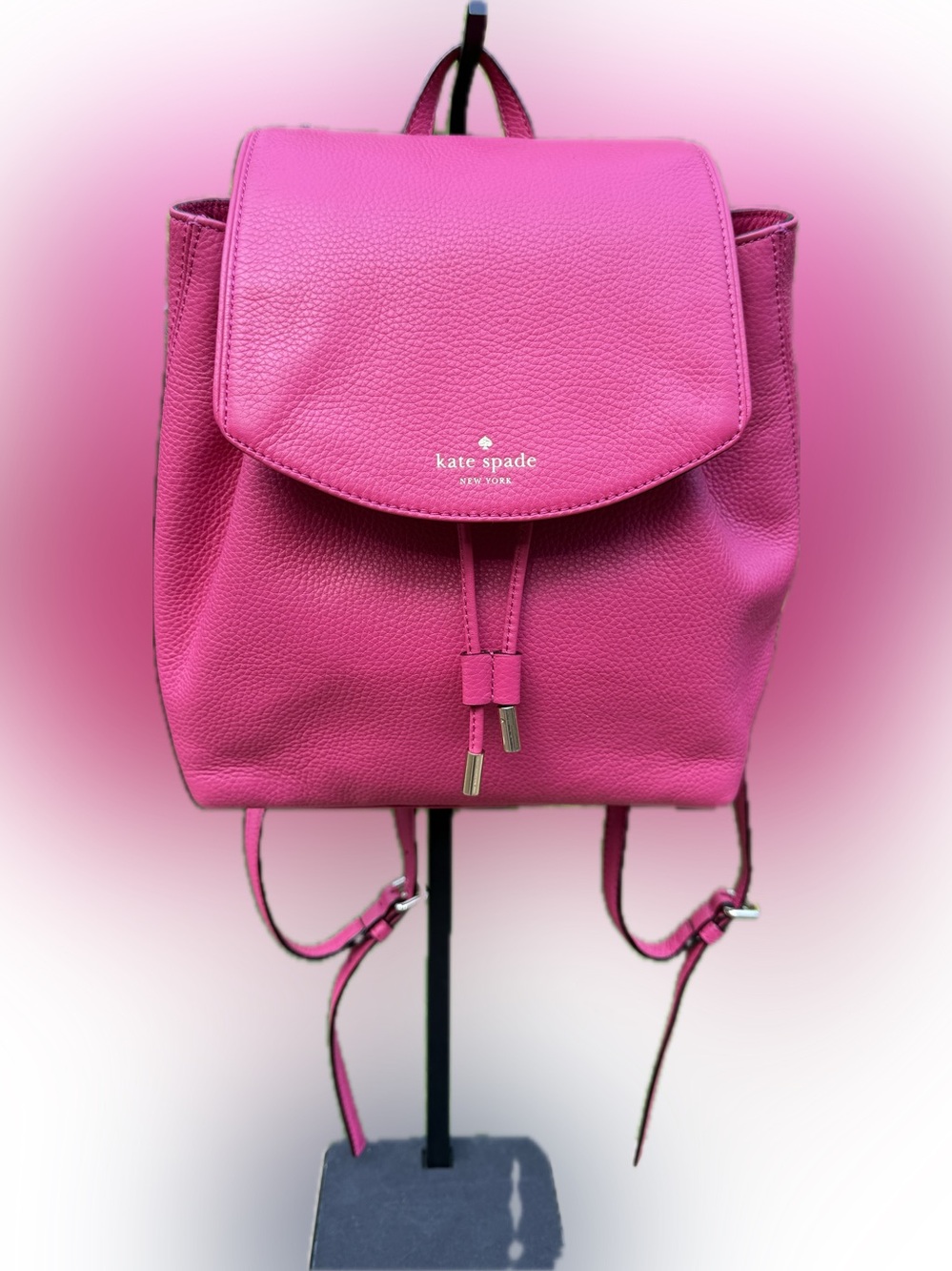 kate spade New York Lizzie Medium Flap Bikini Pink Saffiano Leather Backpack